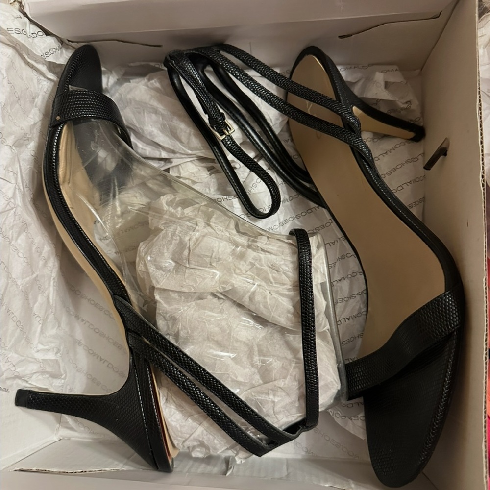 Aldo Black Textured Heels